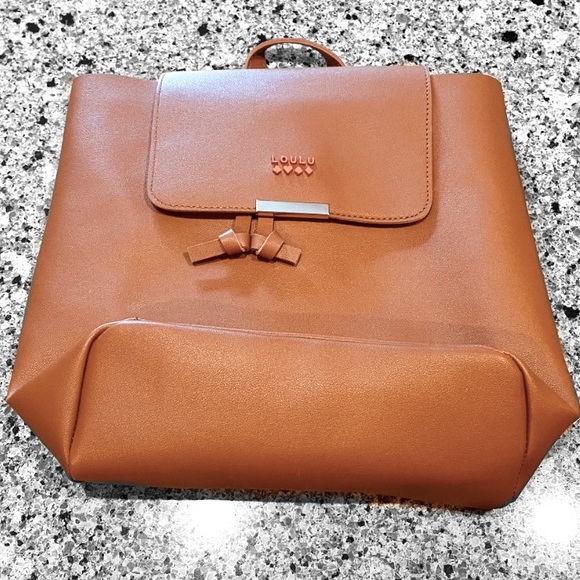 🟣 MODERNE ELEGANCE LouLu Mini backpack purse Cognac NWT - Picture 1 of 8